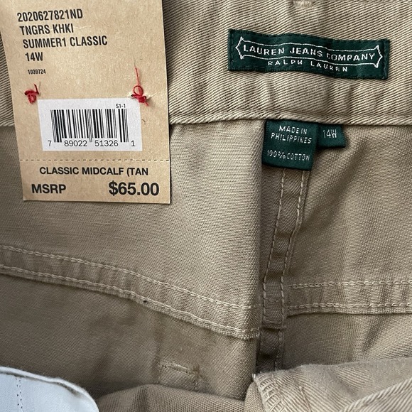 Lauren Ralph Lauren Jeans Co NWT Khaki Chino Mid Calf Summer Classic Pants 14W - Picture 2 of 11